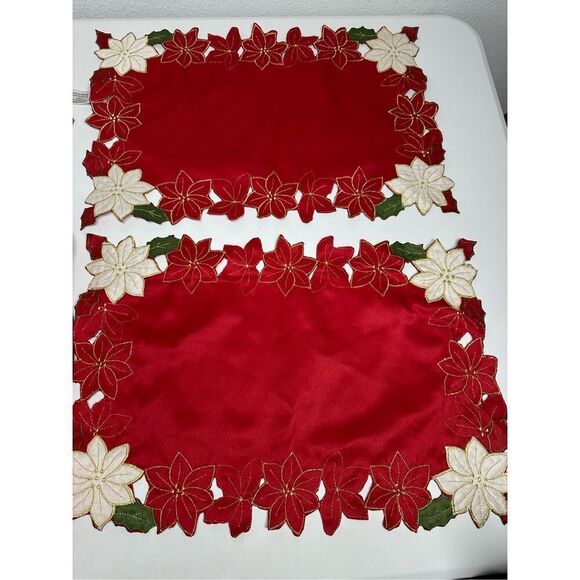 Christmas Table Set 5 Pcs Tablecloth 2 Placemats Centerpiece Mat Pot Holder Note - Picture 7 of 15